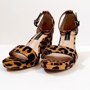 Steven by Steve Madden Calf Hair Leopard Vino Platform Heeled Sandals Womens 7
